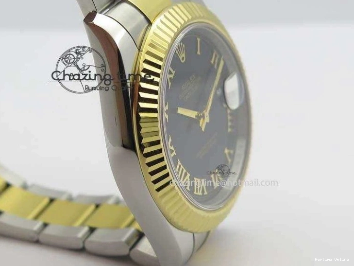 0213 AllSeason DateJust II 116333 SS YG 41mm EW Best Edition Black Dial Gold Roman Markers On SS Bracelet A 3826